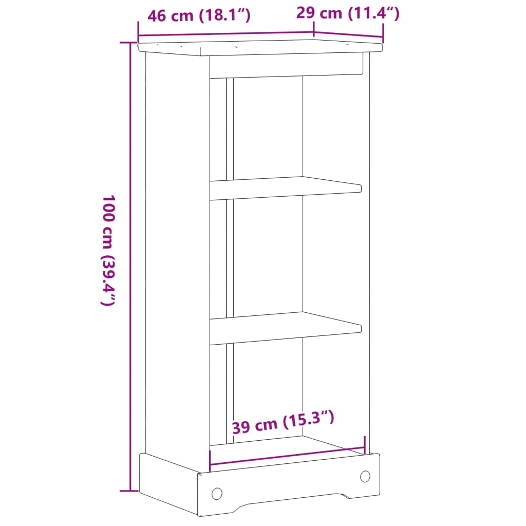 Bokhylle Corona 46X29X100 Cm Heltre Furu