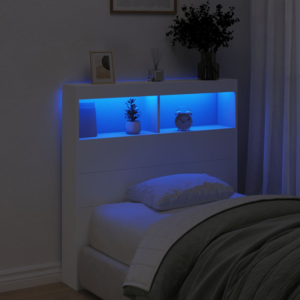 Hodegavl Skap Med Led Hvit 100X17X102 Cm