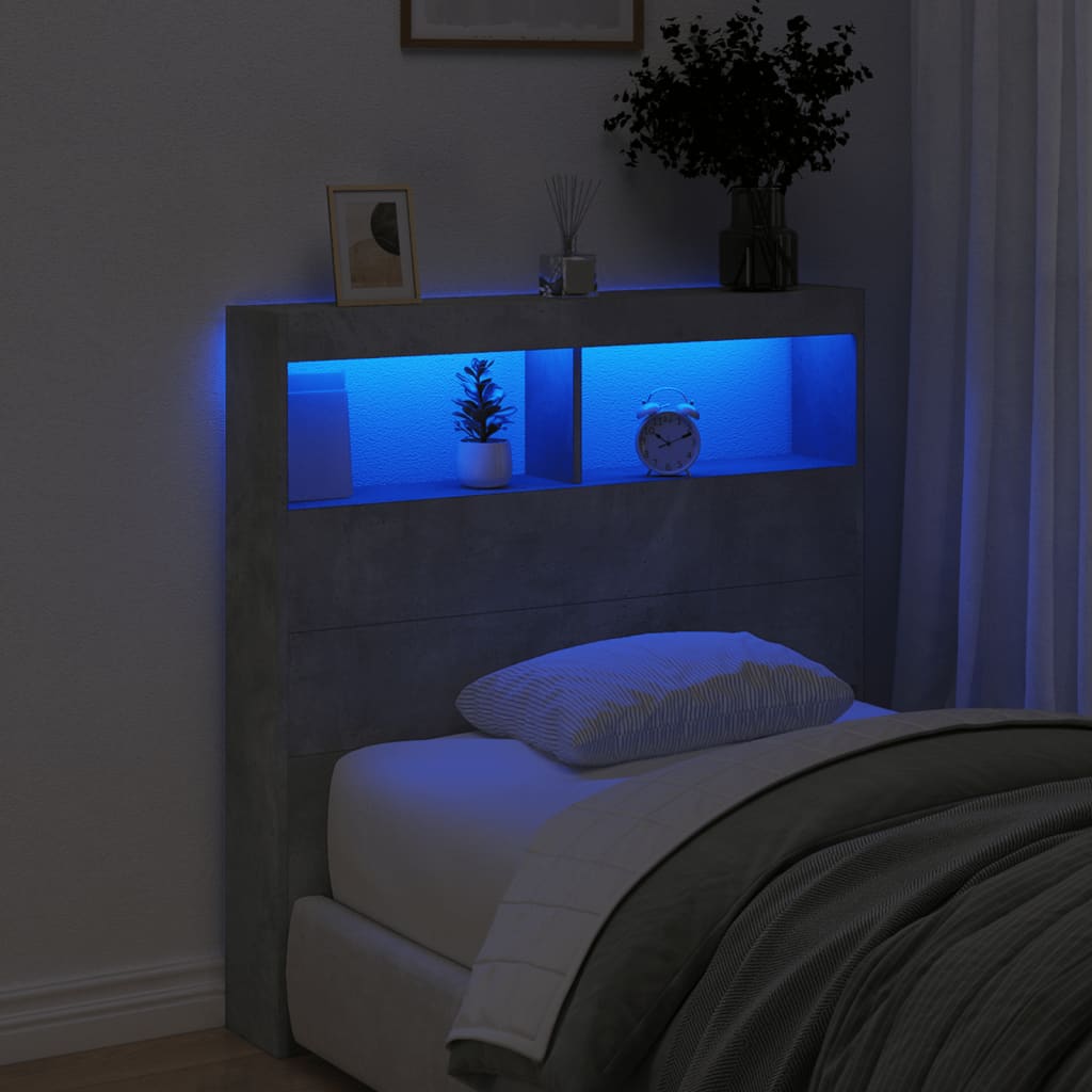 Hodegavl Skap Med Led Betonggrå 100X17X102 Cm