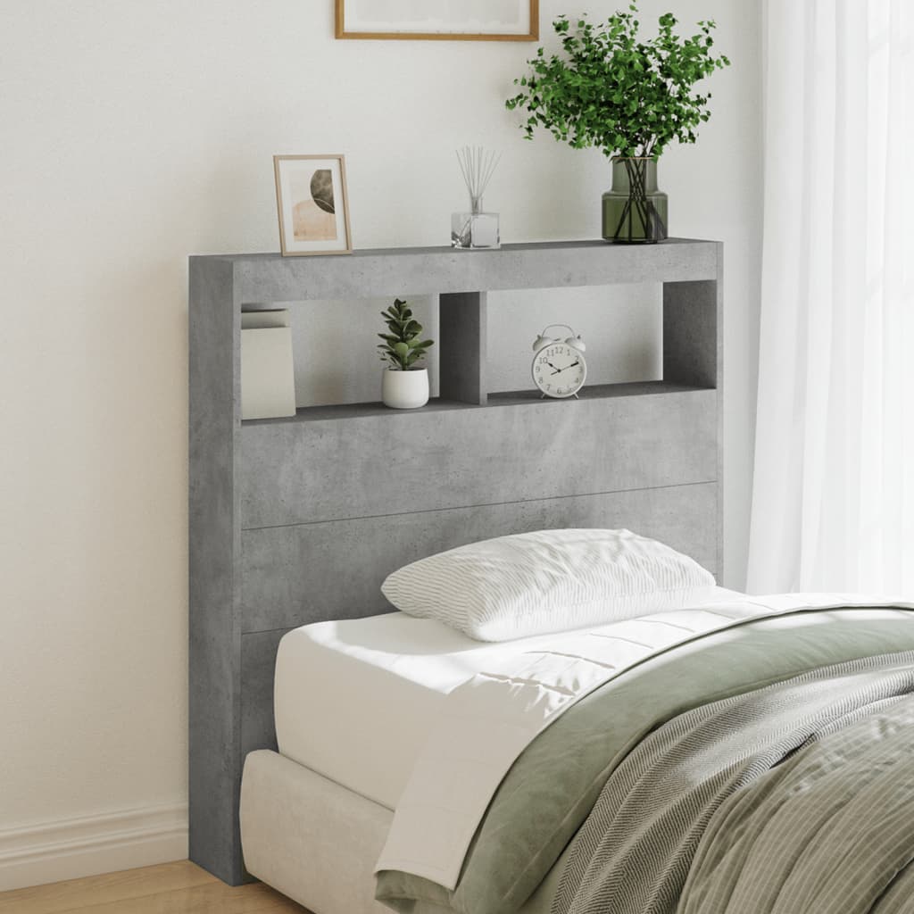 Hodegavl Skap Med Led Betonggrå 100X17X102 Cm