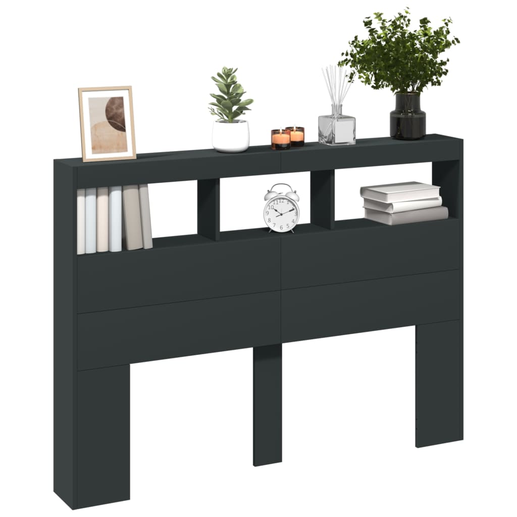 Hodegavl Skap Med Led Svart 140X17X102 Cm