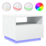 Salongbord Med Led-Lys Hvit 50X49X40 Cm