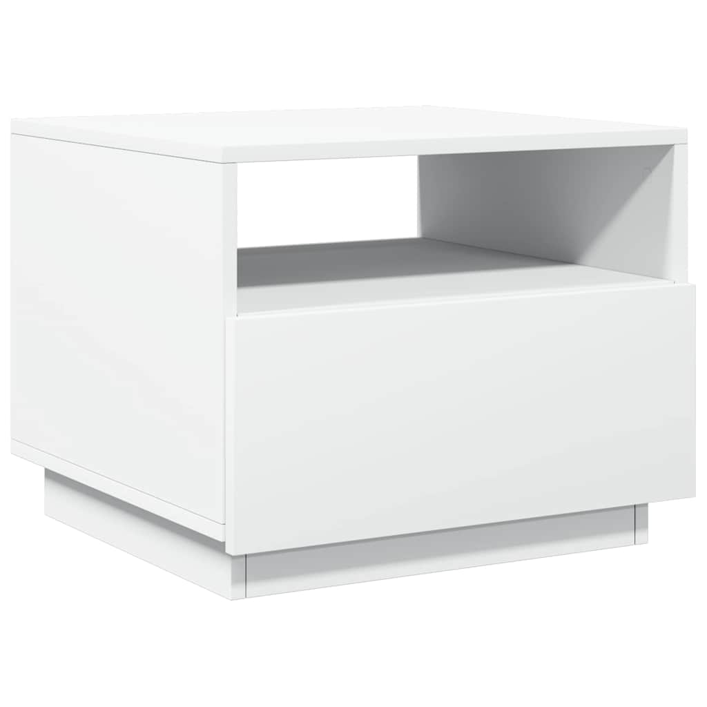 Salongbord Med Led-Lys Hvit 50X49X40 Cm