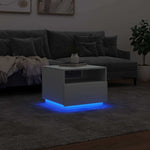 Salongbord Med Led-Lys Hvit 50X49X40 Cm