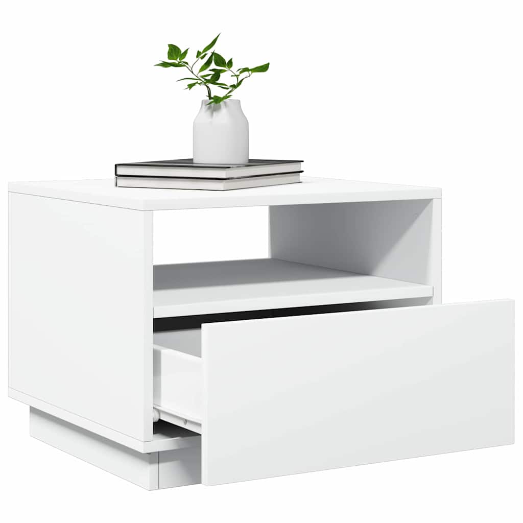 Salongbord Med Led-Lys Hvit 50X49X40 Cm