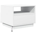 Salongbord Med Led-Lys Hvit 50X49X40 Cm