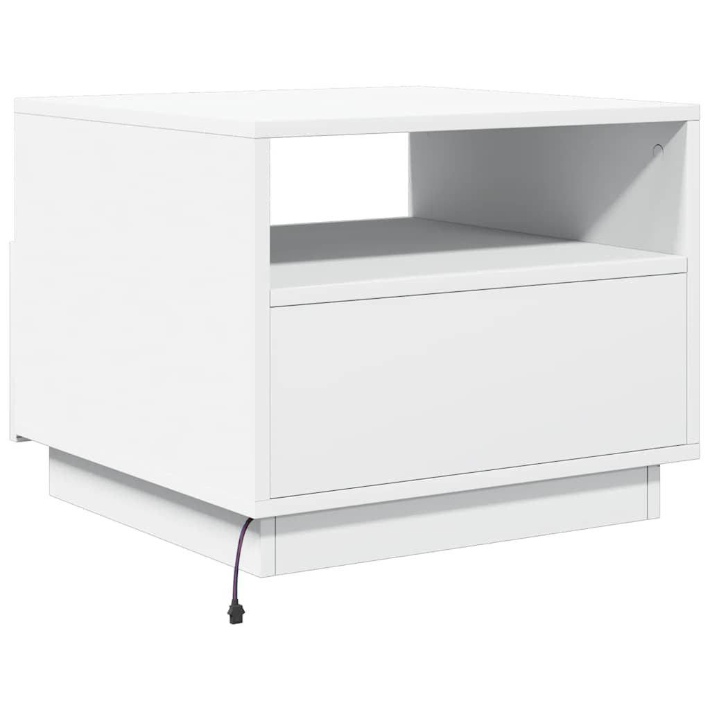 Salongbord Med Led-Lys Hvit 50X49X40 Cm