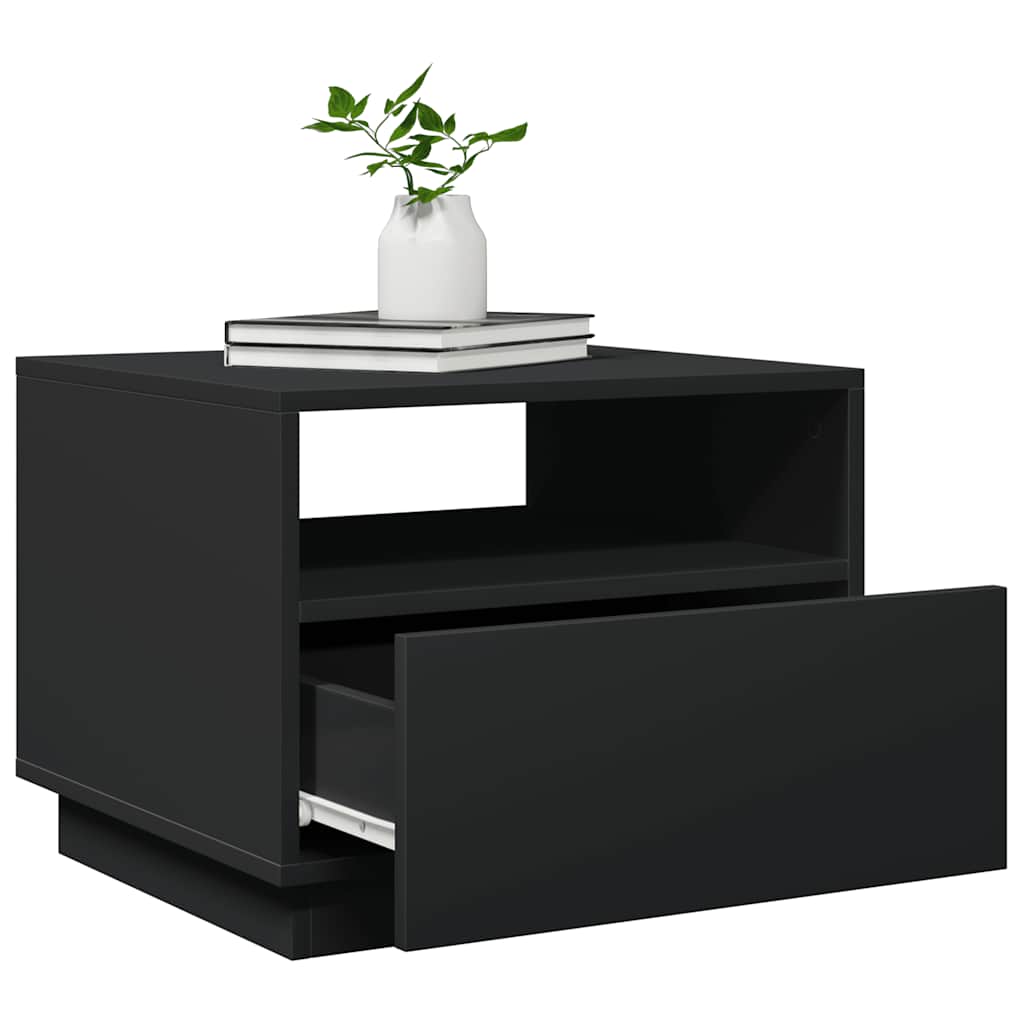 Salongbord Med Led-Lys Svart 50X49X40 Cm