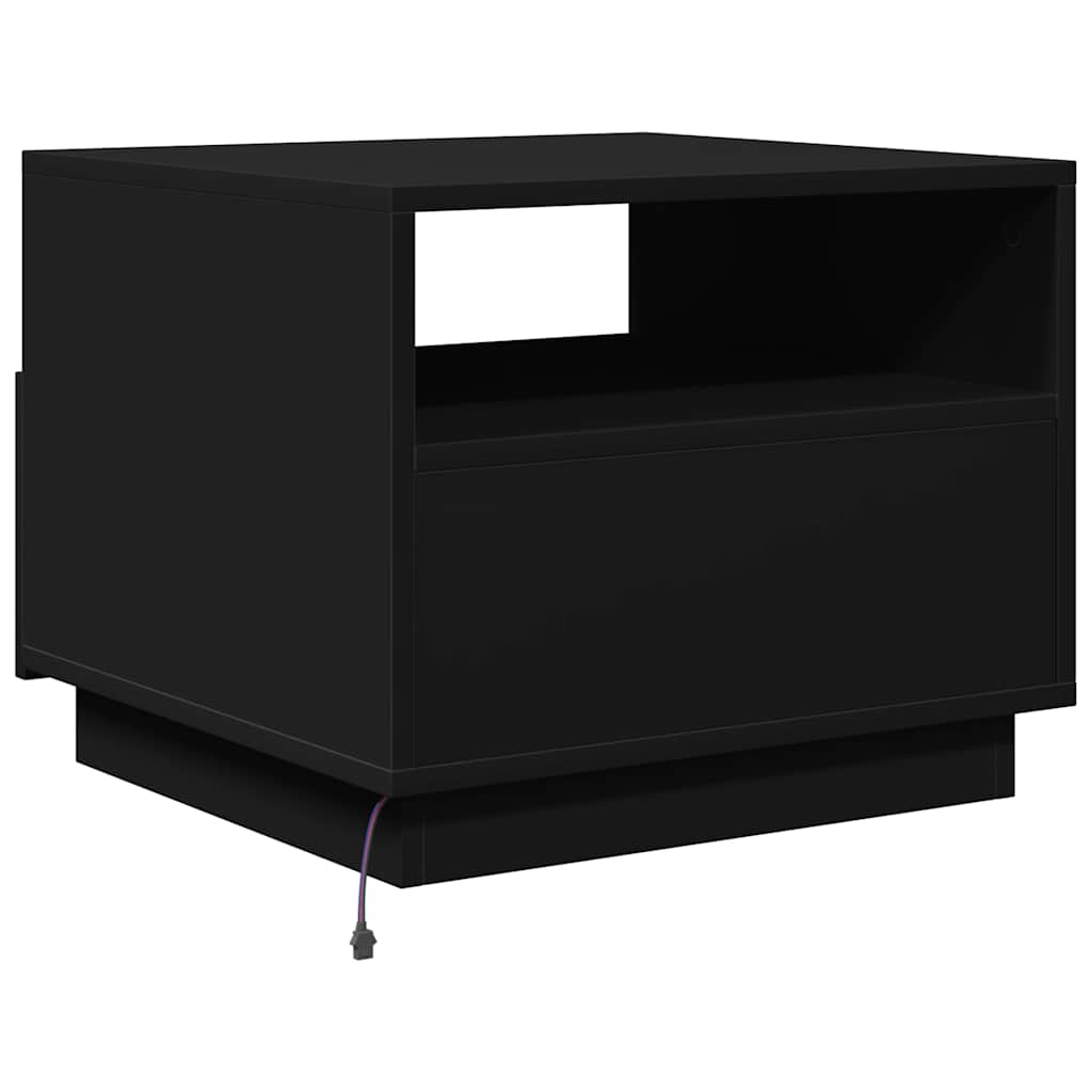 Salongbord Med Led-Lys Svart 50X49X40 Cm