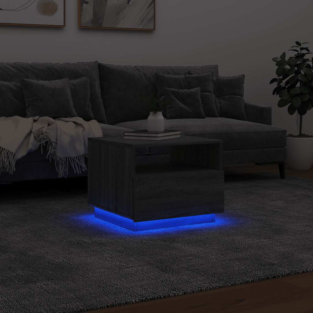 Salongbord Med Led-Lys Grå Sonoma 50X49X40 Cm