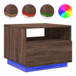 Salongbord Med Led-Lys Brun Eik 50X49X40 Cm