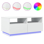 Salongbord Med Led-Lys Hvit 90X49X40 Cm