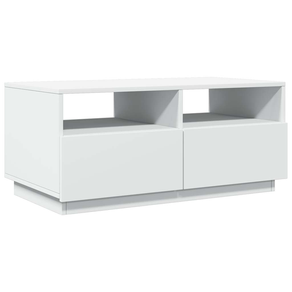 Salongbord Med Led-Lys Hvit 90X49X40 Cm
