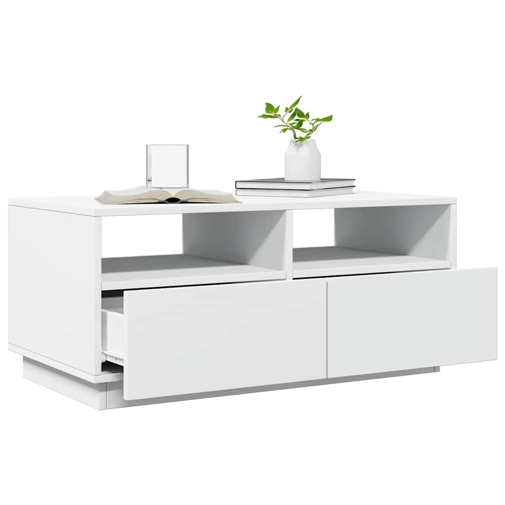 Salongbord Med Led-Lys Hvit 90X49X40 Cm