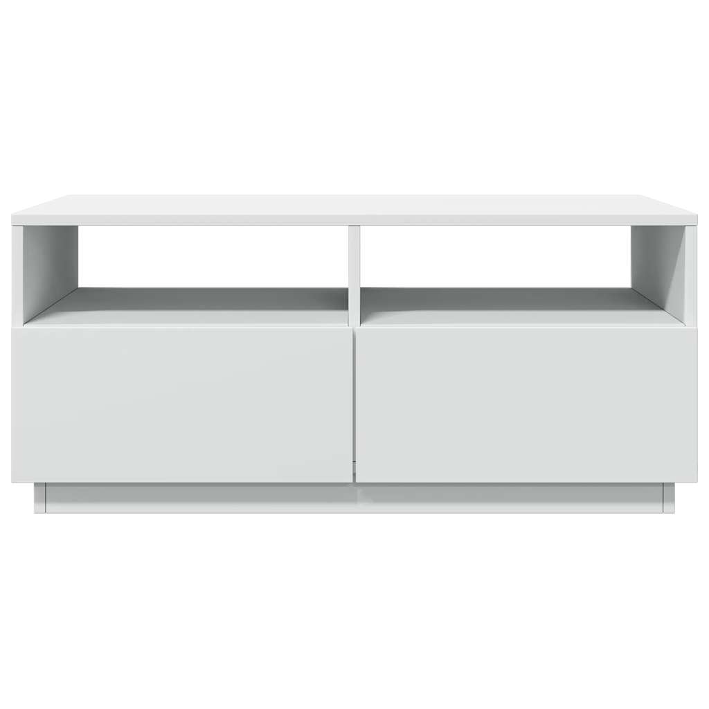Salongbord Med Led-Lys Hvit 90X49X40 Cm
