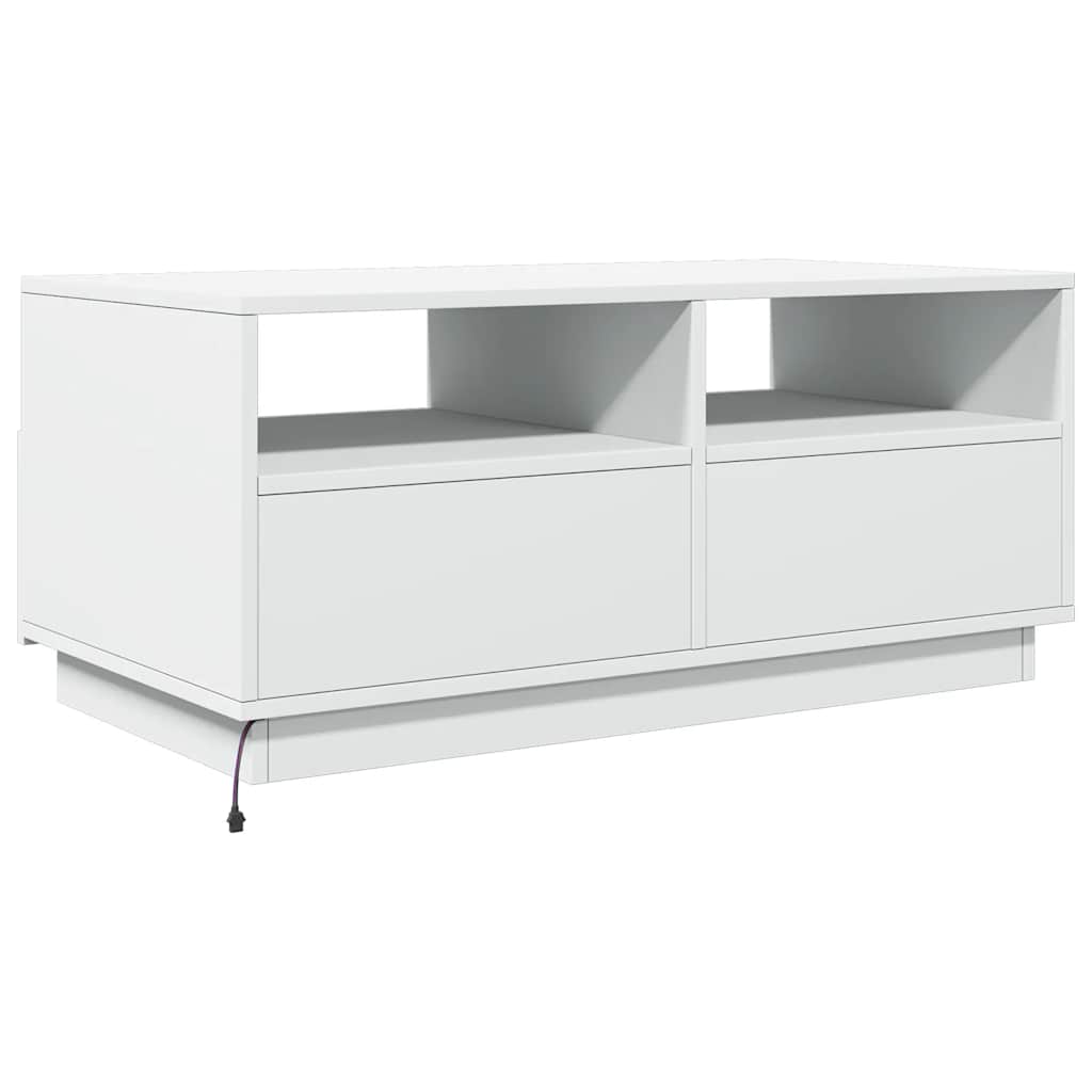 Salongbord Med Led-Lys Hvit 90X49X40 Cm