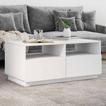 Salongbord Med Led-Lys Hvit 90X49X40 Cm