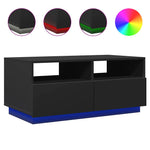 Salongbord Med Led-Lys Svart 90X49X40 Cm