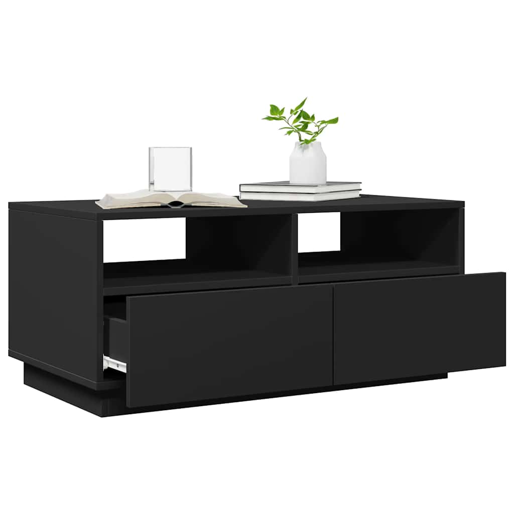 Salongbord Med Led-Lys Svart 90X49X40 Cm