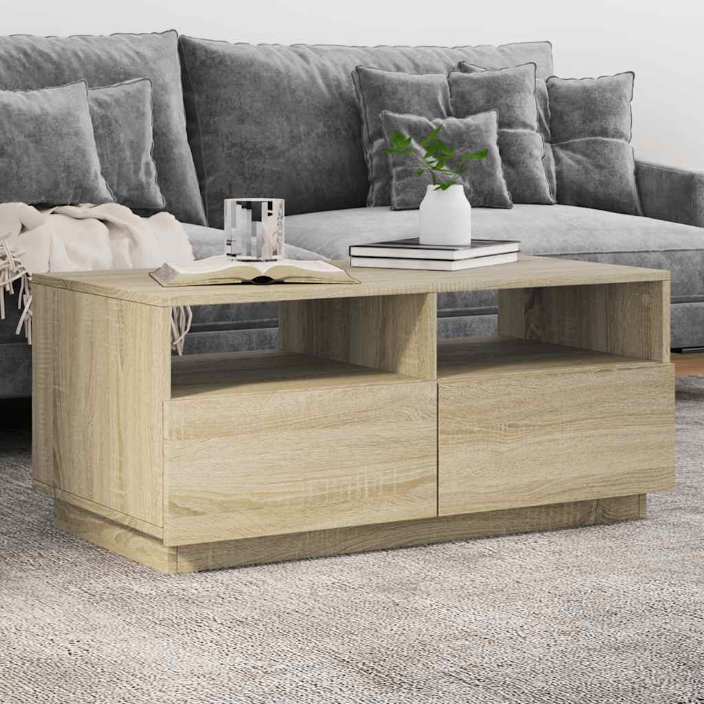 Salongbord Med Led-Lys Sonoma Eik 90X49X40 Cm