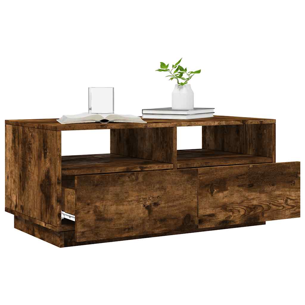 Salongbord Med Led-Lys Røkt Eik 90X49X40 Cm