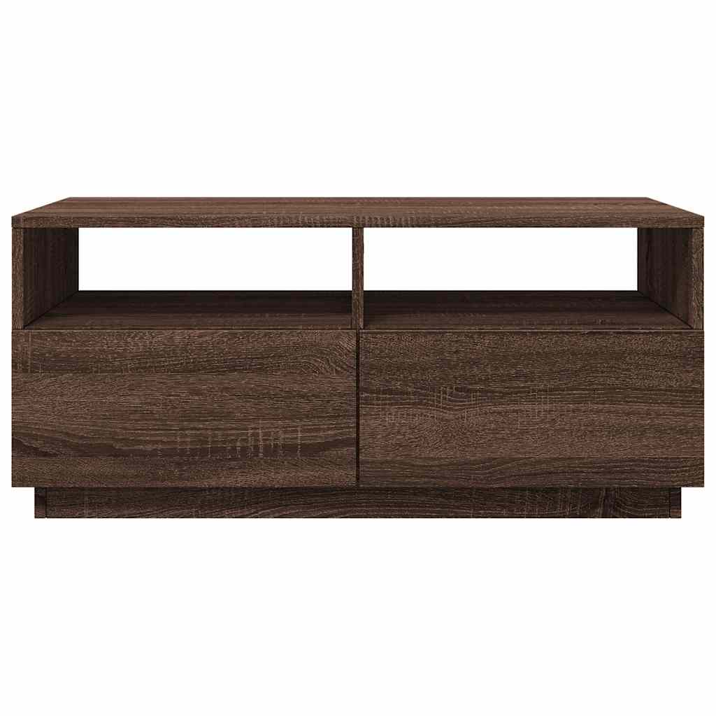 Salongbord Med Led-Lys Brun Eik 90X49X40 Cm