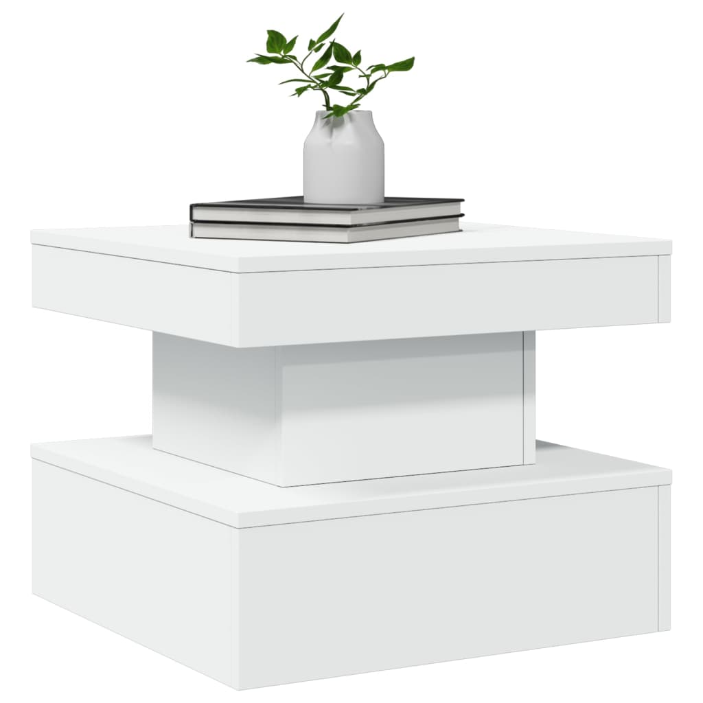 Salongbord Med Led-Lys Hvit 50X50X40 Cm
