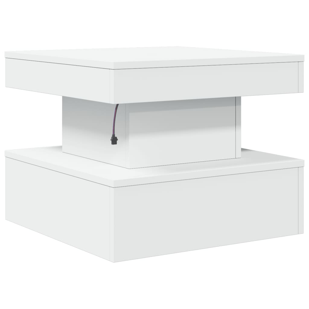 Salongbord Med Led-Lys Hvit 50X50X40 Cm