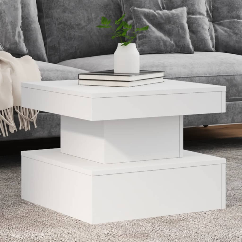 Salongbord Med Led-Lys Hvit 50X50X40 Cm