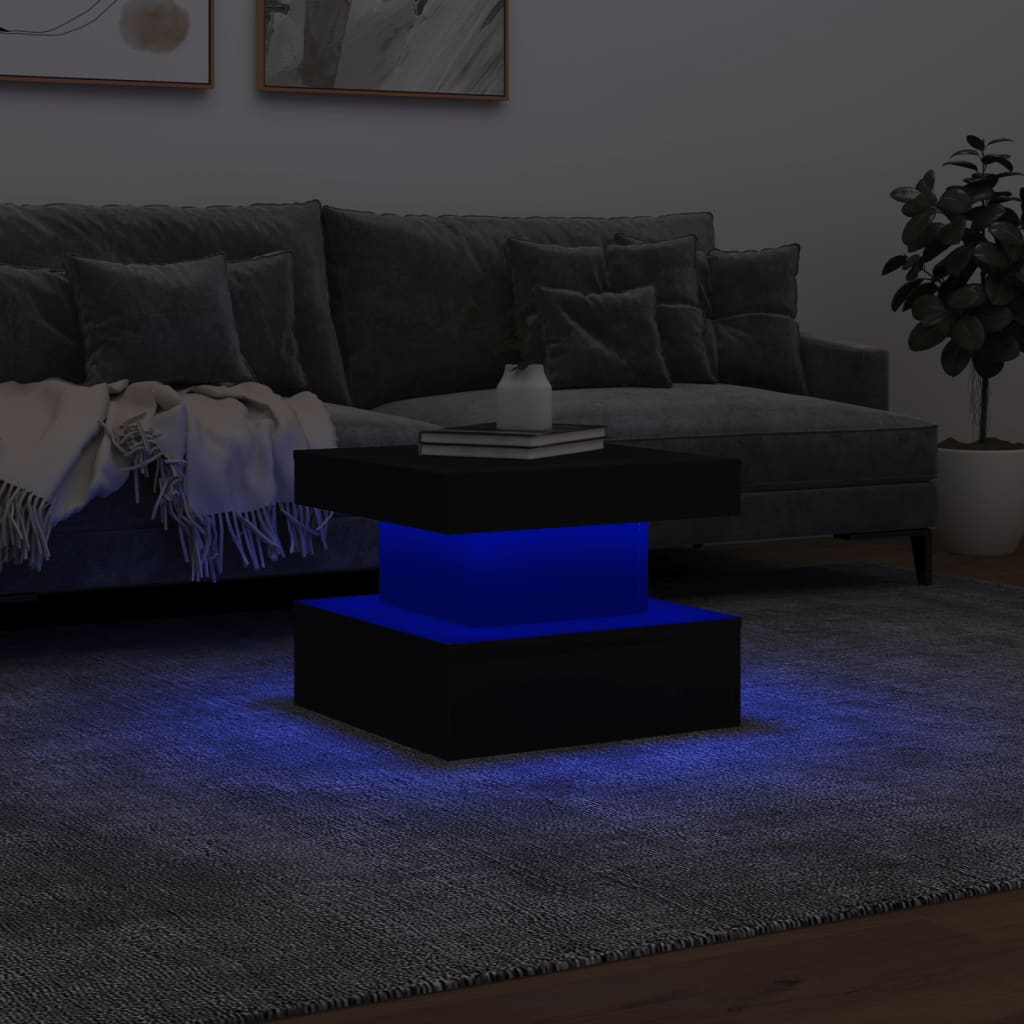 Salongbord Med Led-Lys Svart 50X50X40 Cm