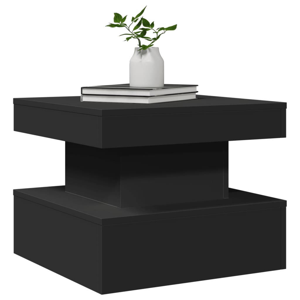 Salongbord Med Led-Lys Svart 50X50X40 Cm
