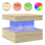 Salongbord Med Led-Lys Sonoma Eik 50X50X40 Cm