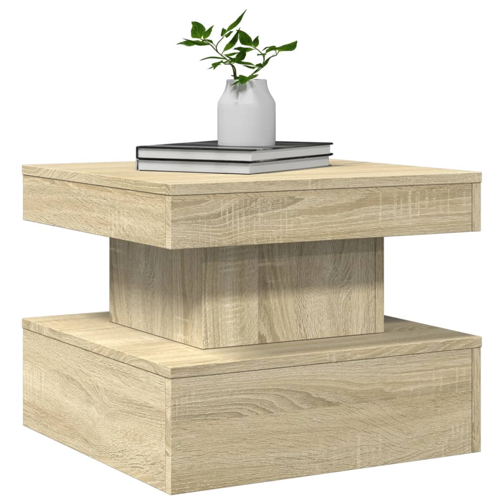 Salongbord Med Led-Lys Sonoma Eik 50X50X40 Cm