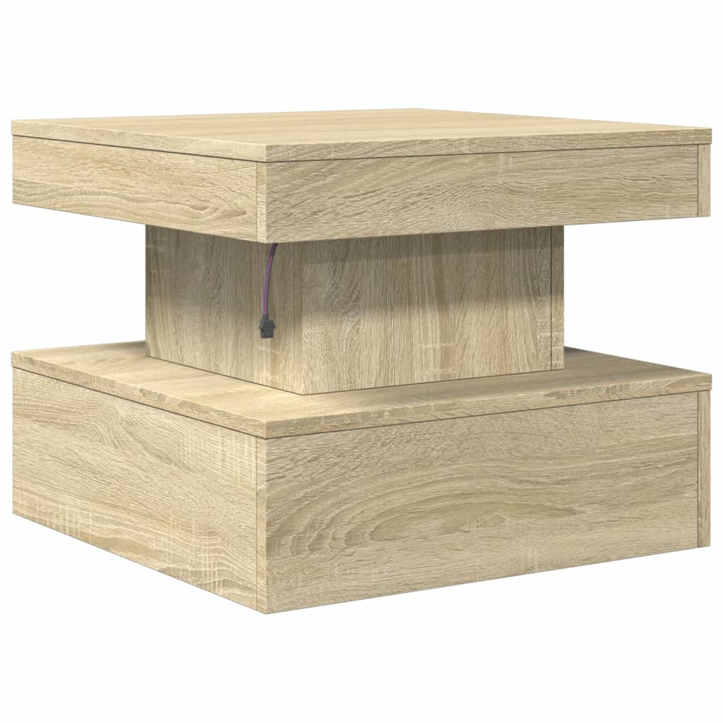 Salongbord Med Led-Lys Sonoma Eik 50X50X40 Cm