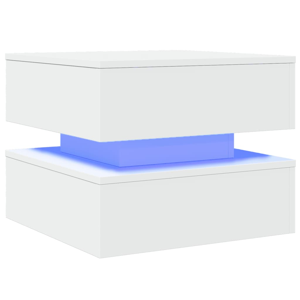 Salongbord Med Led-Lys Hvit 50X50X40 Cm