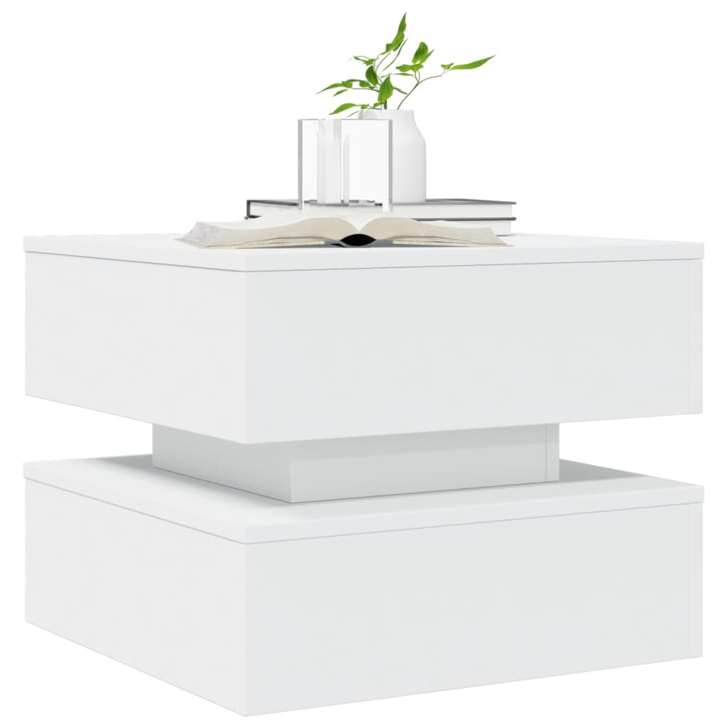 Salongbord Med Led-Lys Hvit 50X50X40 Cm