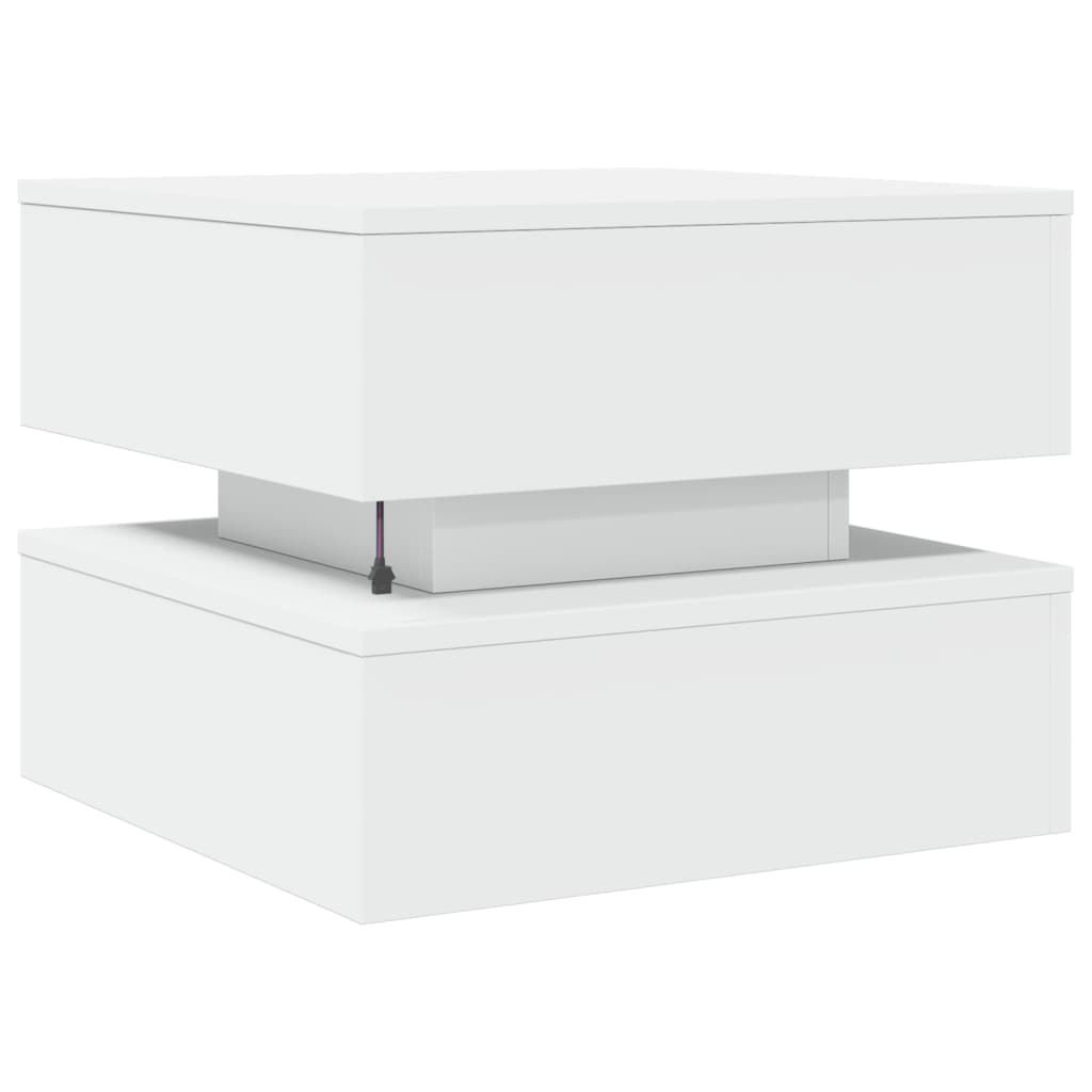Salongbord Med Led-Lys Hvit 50X50X40 Cm