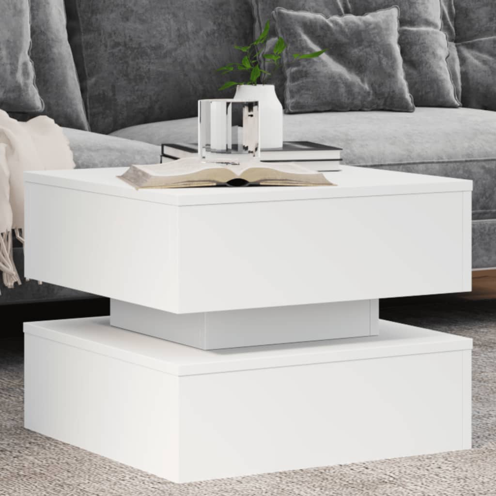 Salongbord Med Led-Lys Hvit 50X50X40 Cm