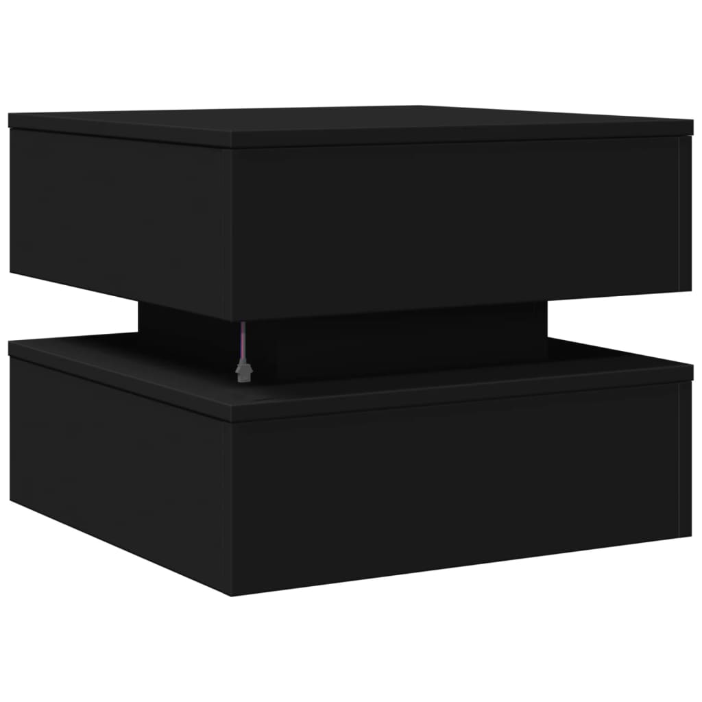 Salongbord Med Led-Lys Svart 50X50X40 Cm