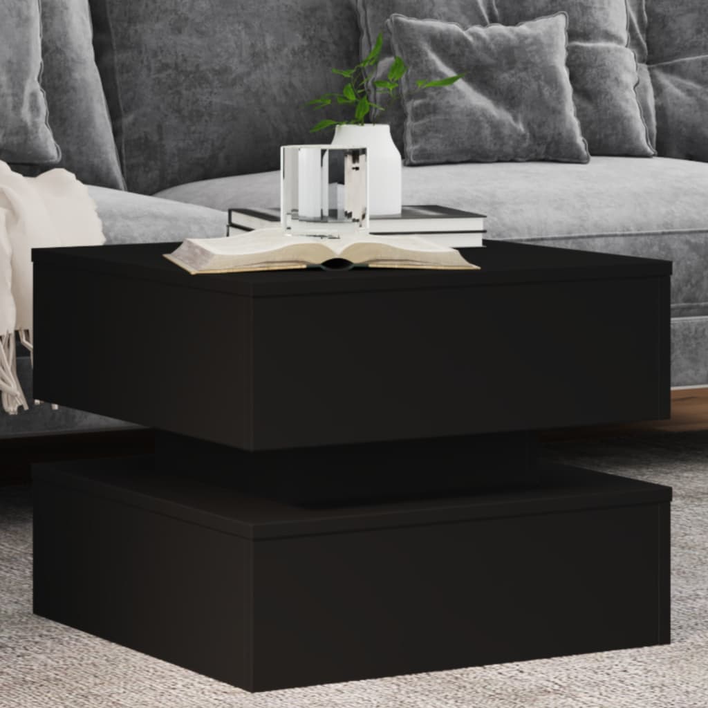 Salongbord Med Led-Lys Svart 50X50X40 Cm