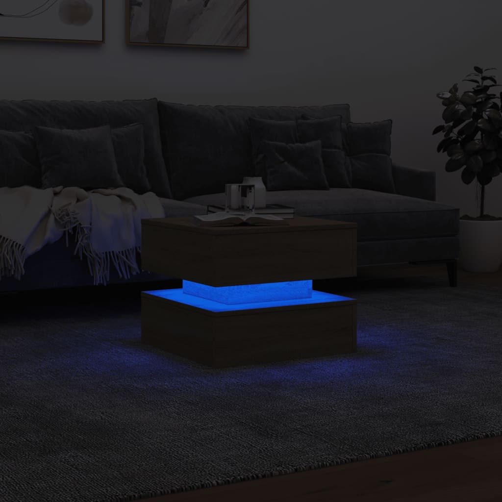 Salongbord Med Led-Lys Sonoma Eik 50X50X40 Cm