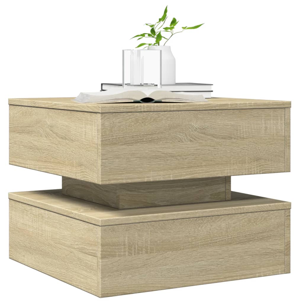 Salongbord Med Led-Lys Sonoma Eik 50X50X40 Cm