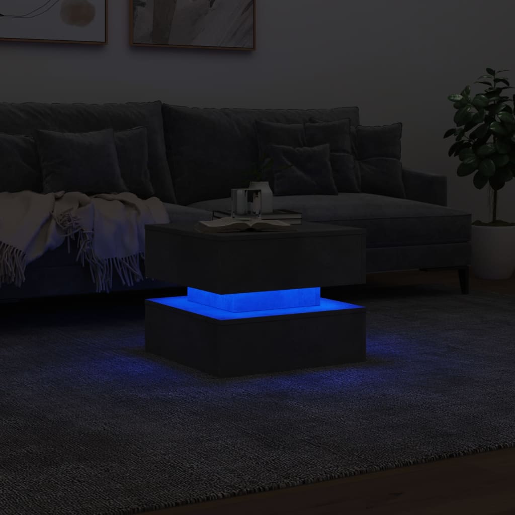 Salongbord Med Led-Lys Betonggrå 50X50X40 Cm