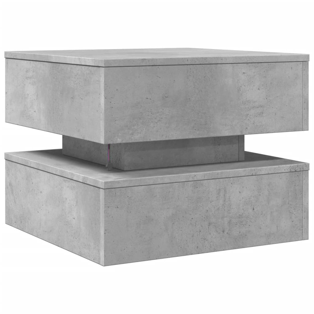 Salongbord Med Led-Lys Betonggrå 50X50X40 Cm