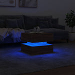Salongbord Med Led-Lys Brun Eik 50X50X40 Cm