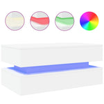 Salongbord Med Led-Lys Hvit 90X50X40 Cm