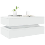 Salongbord Med Led-Lys Hvit 90X50X40 Cm