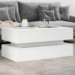 Salongbord Med Led-Lys Hvit 90X50X40 Cm