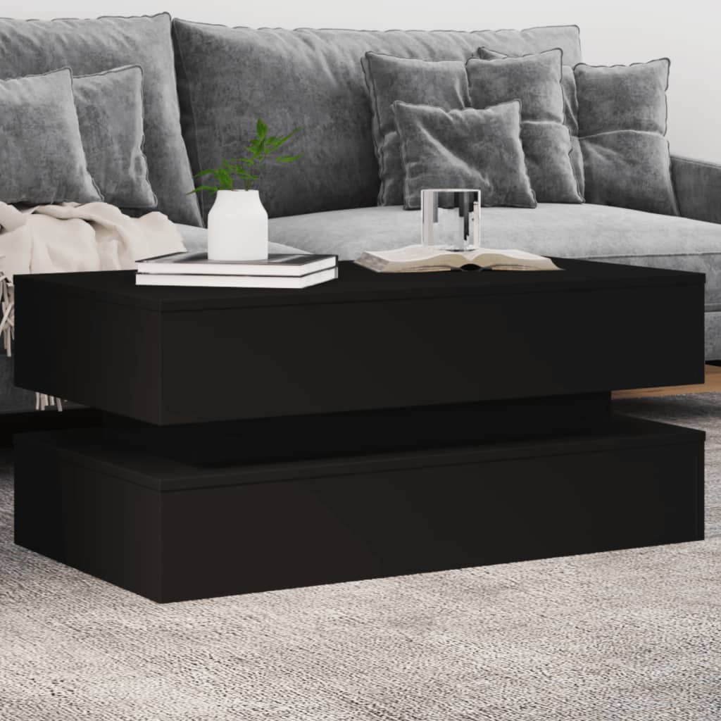 Salongbord Med Led-Lys Svart 90X50X40 Cm
