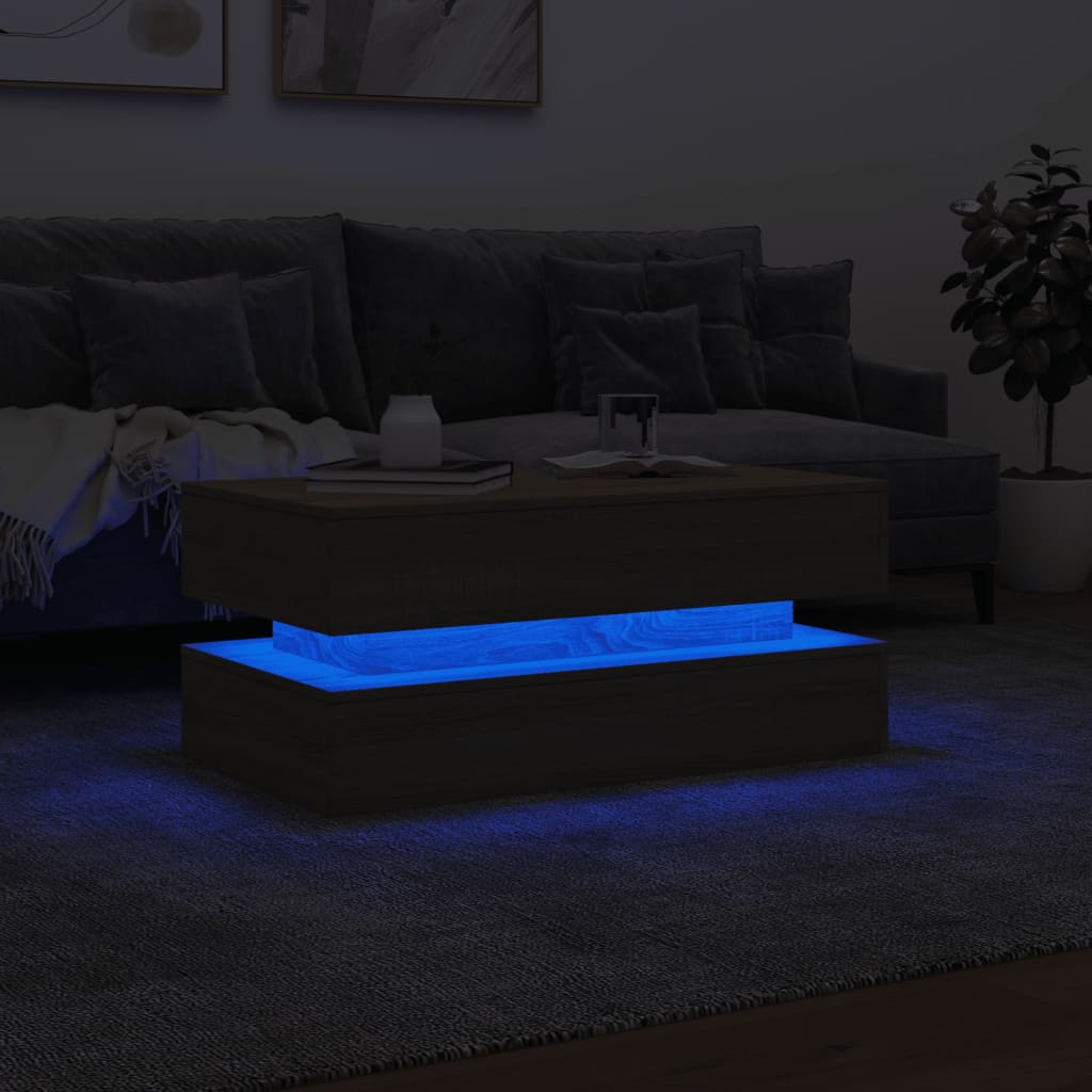 Salongbord Med Led-Lys Sonoma Eik 90X50X40 Cm
